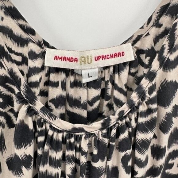 Amanda Uprichard Revolve Tan Black Silk Leopard Print V-Neck Large Tank Top - Picture 2 of 5